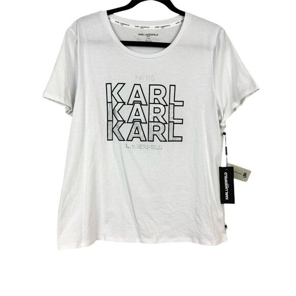 Karl Lagerfeld Paris Rhinestones Tee - Size Large - Picture 1 of 8